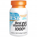  Витамин Д3, Doctor's Best, 1000 МЕ, 180 капсул