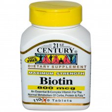  Биотин, 21st Century Health Care, 800 мкг, 110 таблеток