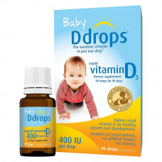 Ddrops, Жидкий витамин D3 для детей, 400 МЕ, 0.08 ж. унций (2.5 мл), 90 капель 