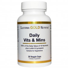 California Gold Nutrition, Витамины и минералы на каждый день, 30 растительных капсул
