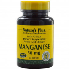 Марганец, Nature's Plus, 50 мг, 90 таблеток