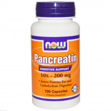 Панкреатин, Now Foods, 10X 200 мг, 100 капсул