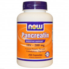 Панкреатин, Now Foods, 10X 200 мг, 250 капсул