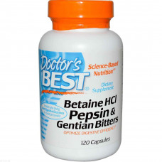 Бетаина гидрохлорид + пепсин, Doctor's Best, 120 капс.