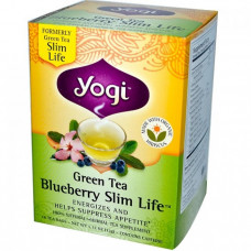 Yogi Tea, Зеленый чай для похудения с черникой 16 пакетиков